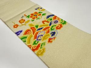 雲に波・枝花模様織出し名古屋帯